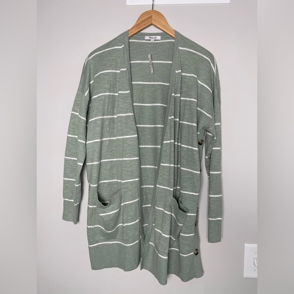 Madewell | Marlton Striped Linen Blend Cardigan Sweater Button Details Beachy - Picture 2 of 8